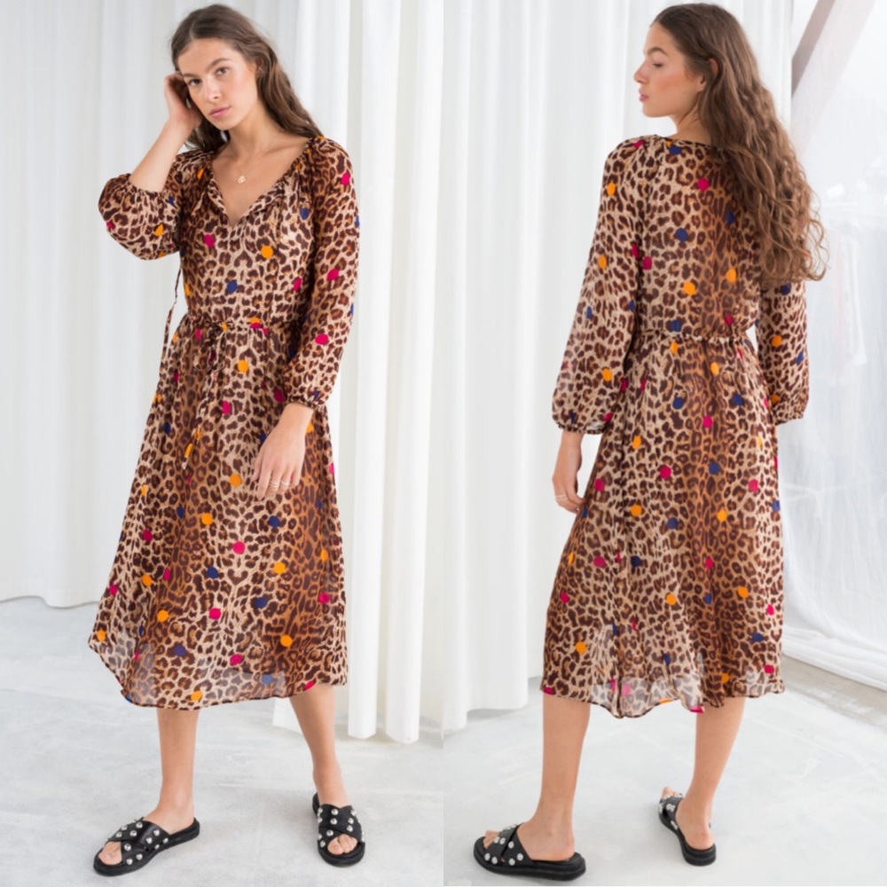 & Other Stories Leopard Dot Kaftan Dress